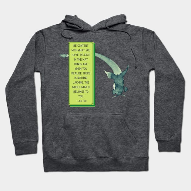 Timeless Wisdom - Lao Tzu Quote - Be Content Hoodie by Underthespell